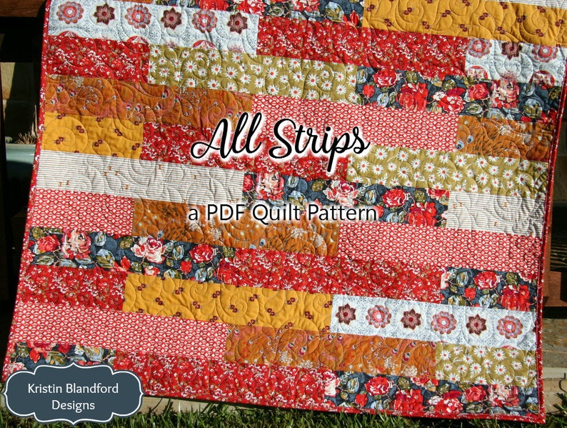 Strip Quilt Pattern All Strips Fat Quarters Striped Easy Simple Quick Throw Twin Size Striped Quilting Sewing PDF Instand Upload image 1