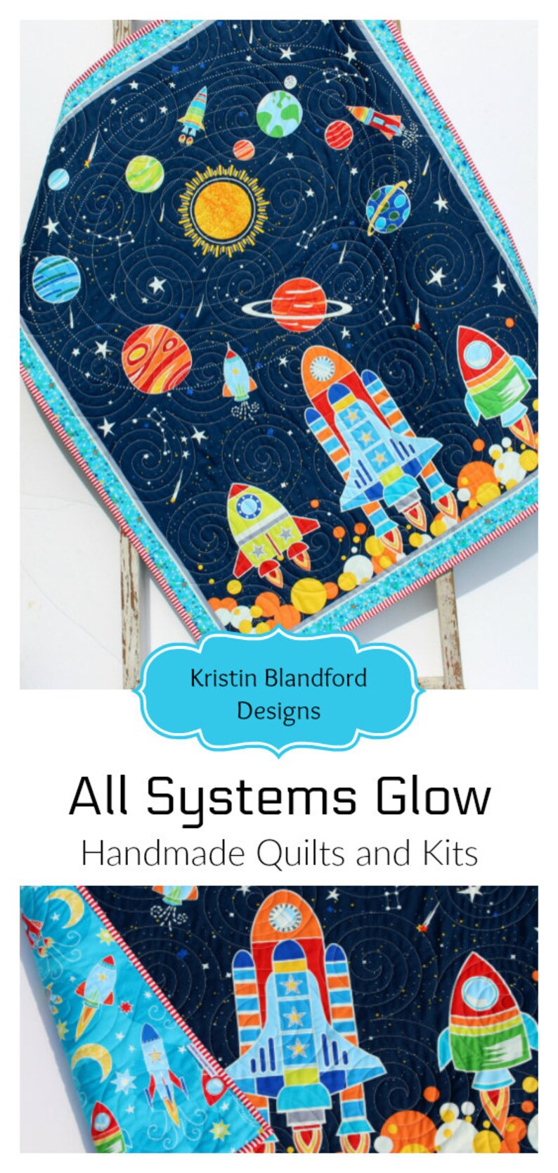 Space Quilt Kit Sewing Baby Blanket Project Spaceships Etsy