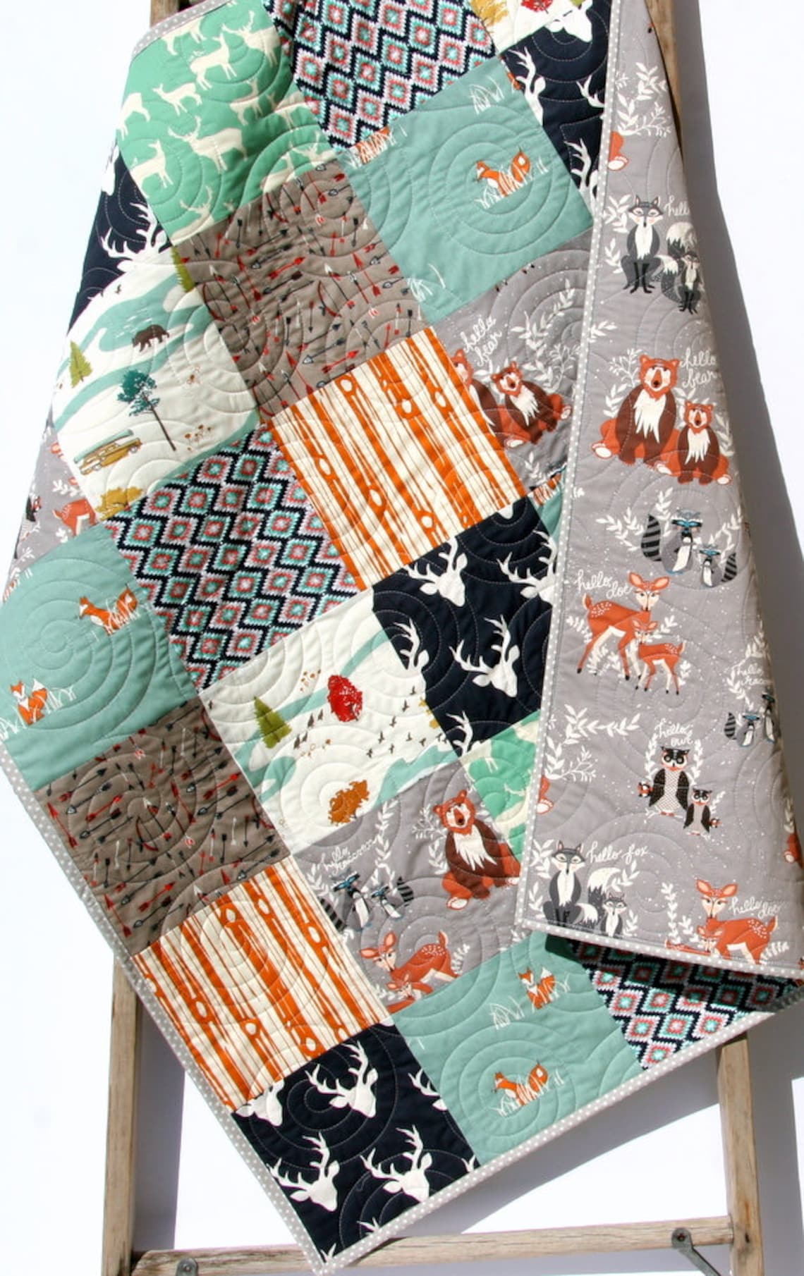 Boy Quilt Kit Woodland Quilt Kit Toddler Quilt Kit Baby Boy Etsy