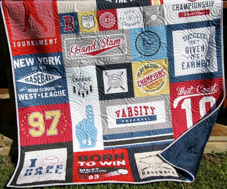 Baseball Quilt Kit Varsity Sports Throw Blanket Sewing - Etsy