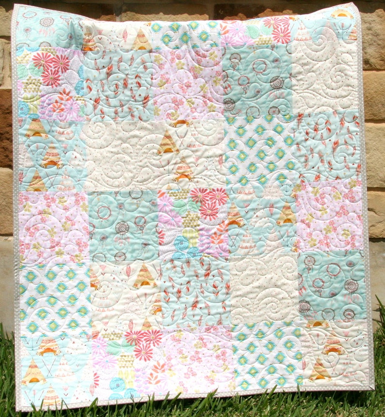 Twin quilt kit woodland girl pastel forest animal quilt kit last one available discontinued quilt kit Kristin Blandford Designs