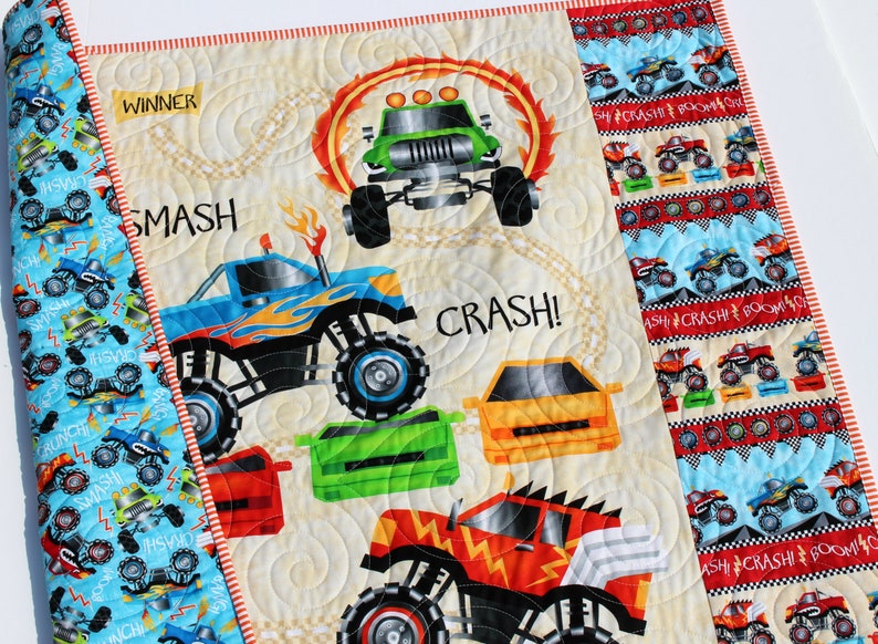 Monster Truck Quilt Kit Baby Boy Panel Quick Easy Fun Etsy