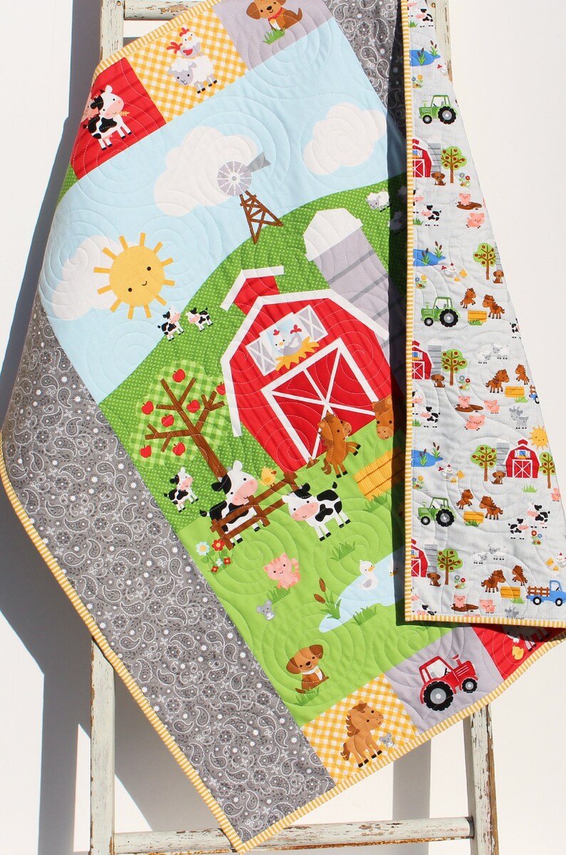 barnyard fabric panel Pig quilt material farmhouse wall decor
