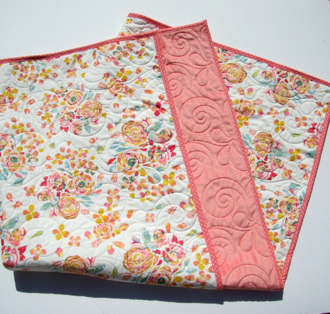Watercolor Floral Quilt Kit Minky Whole Cloth Baby Cheater Etsy