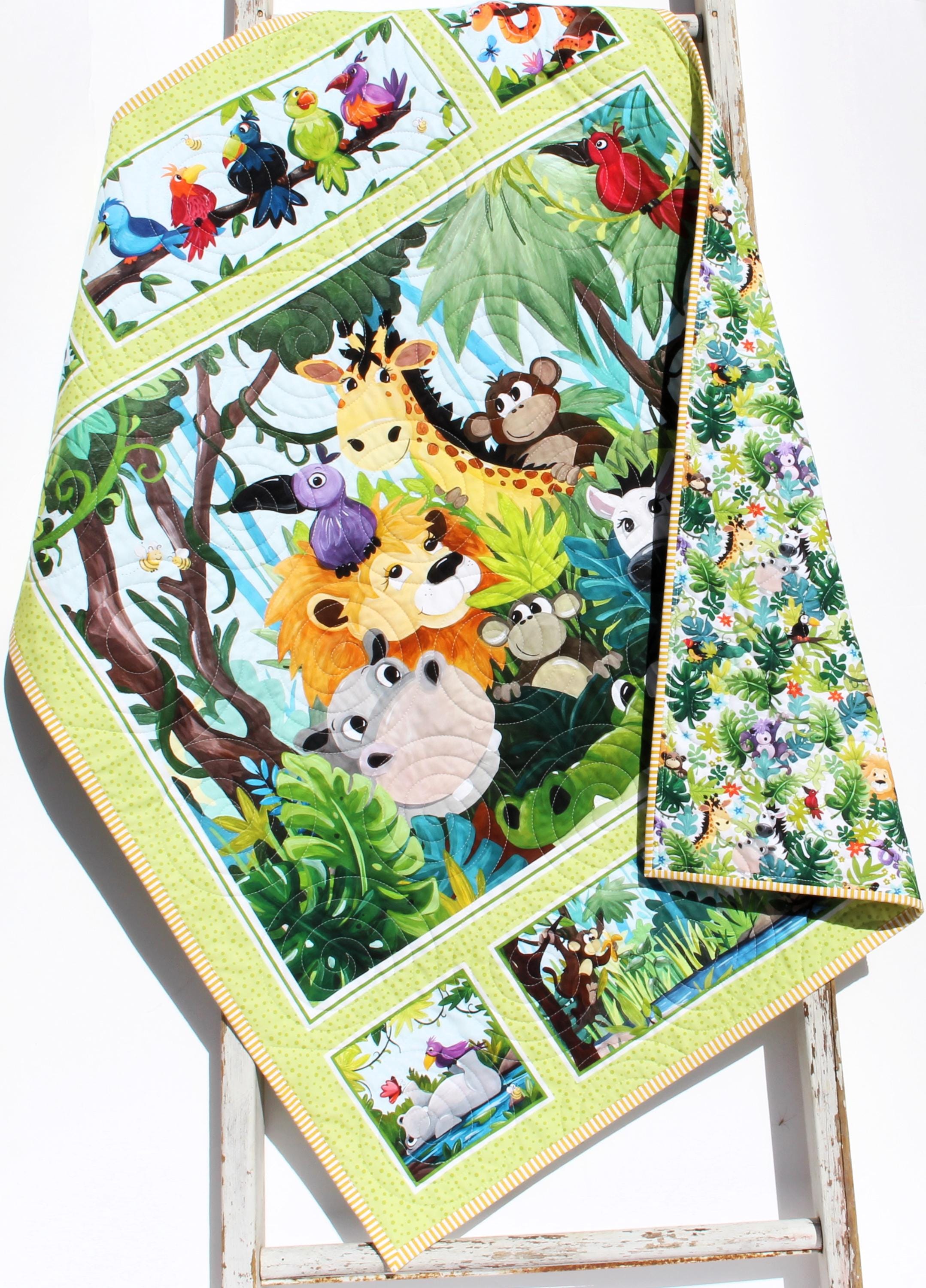 Jungle Baby Quilt Kit – Safari Animal Panel Quilt – Beginner Friendly ...