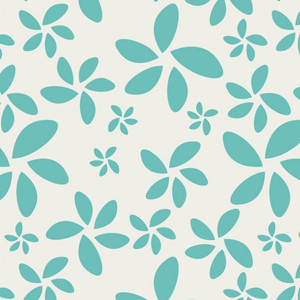 Minimalista Collection Flora Turquoise Art Gallery Fabrics Floral Flowers Teal Mint Aqua White Modern Contemporary