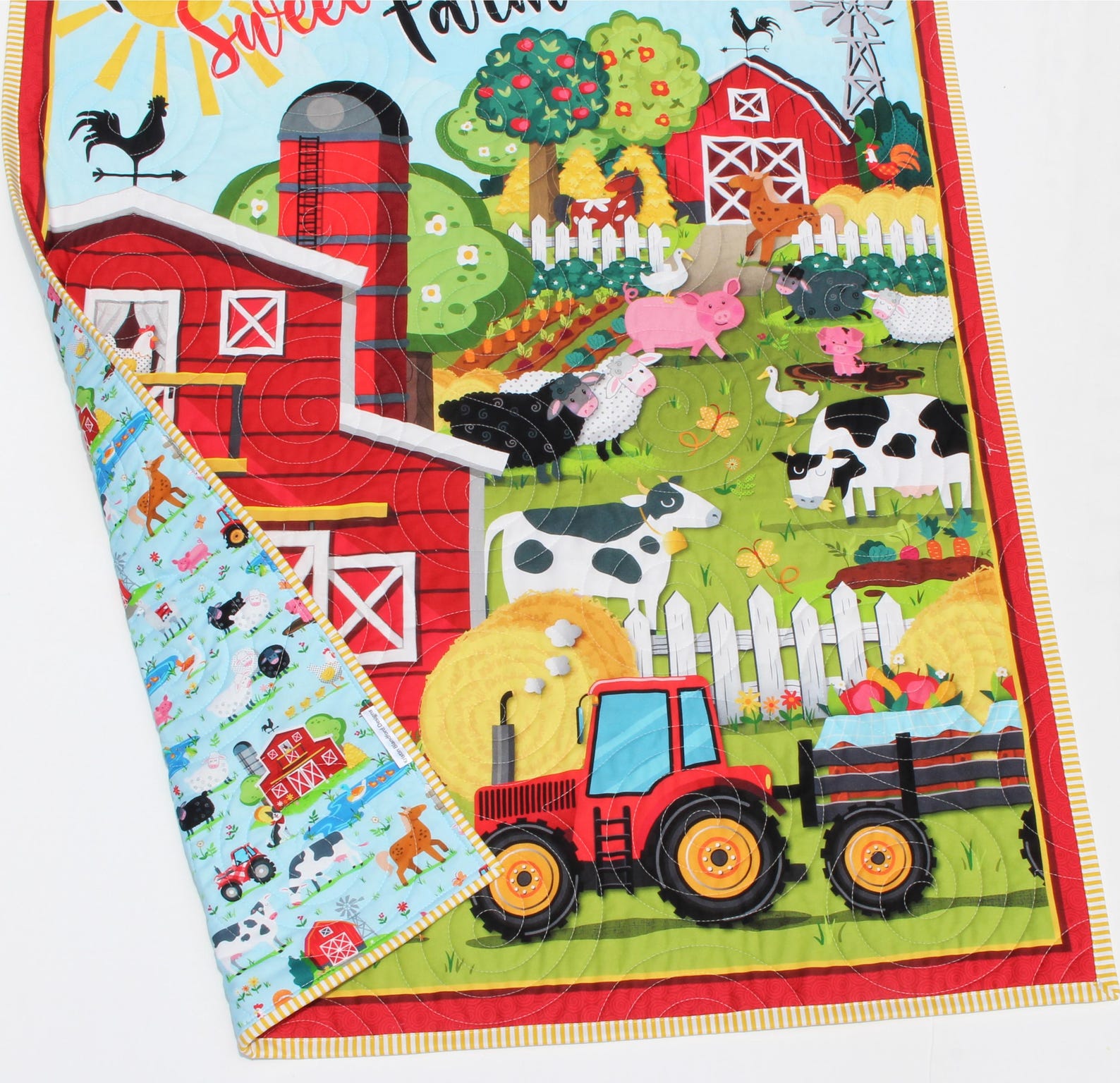 Barnyard Quilt Kit – Farm Animal Baby Quilt Panel – Easy Red Barn ...