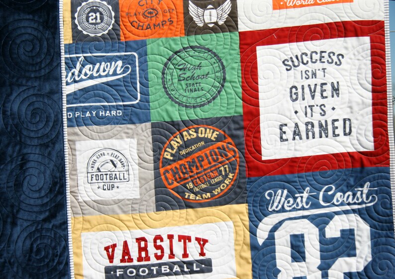Football Quilt Kit Varsity Sports Throw Blanket Sewing Etsy