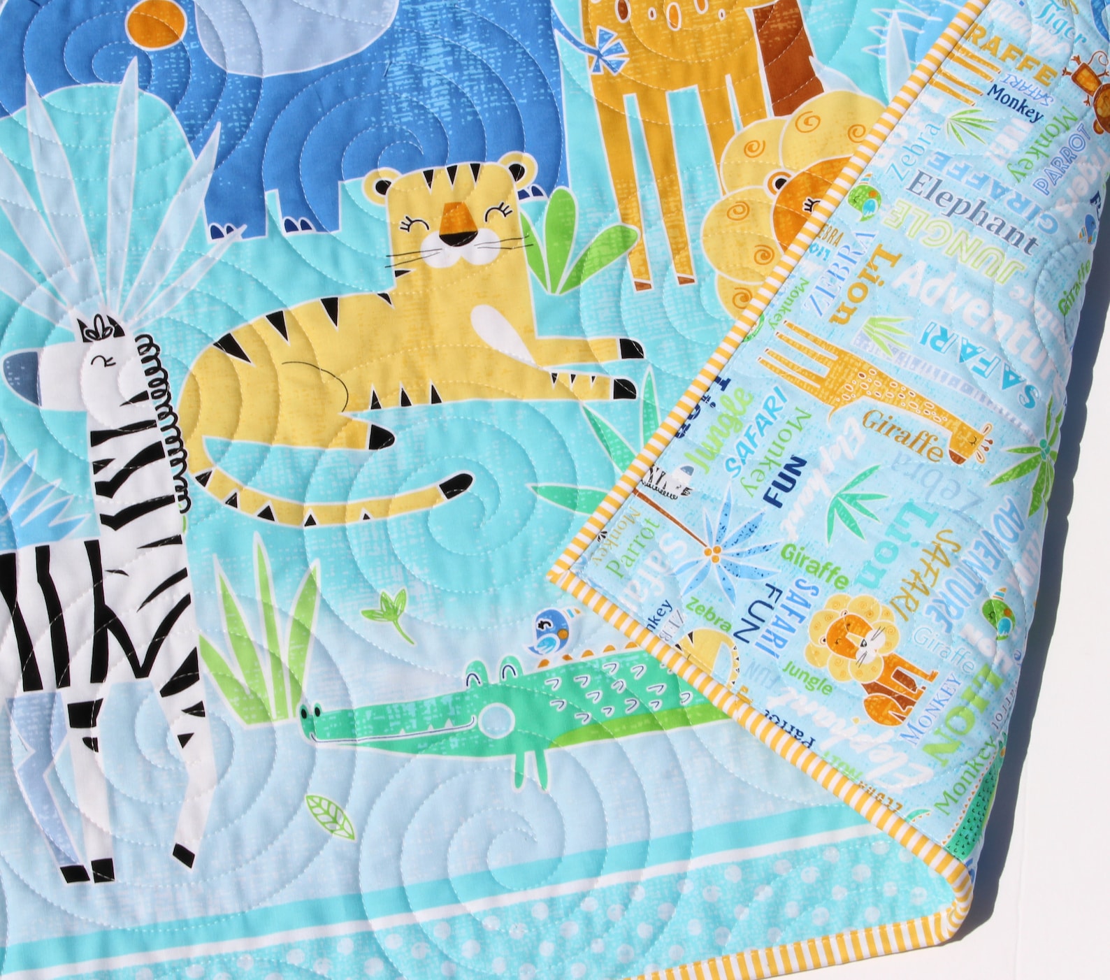 Safari Baby Quilt Kit - Jungle Animal Panel Quilt Kit - Elephant Lion ...