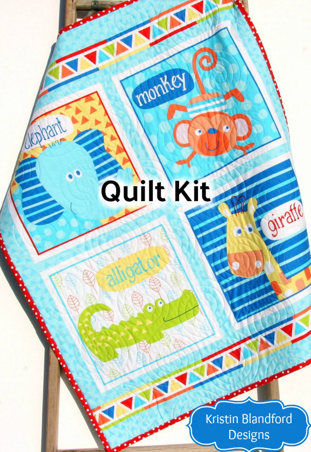 Safari Baby Quilt Kit – Jungle Animal Panel Quilt – Easy Beginner Baby ...