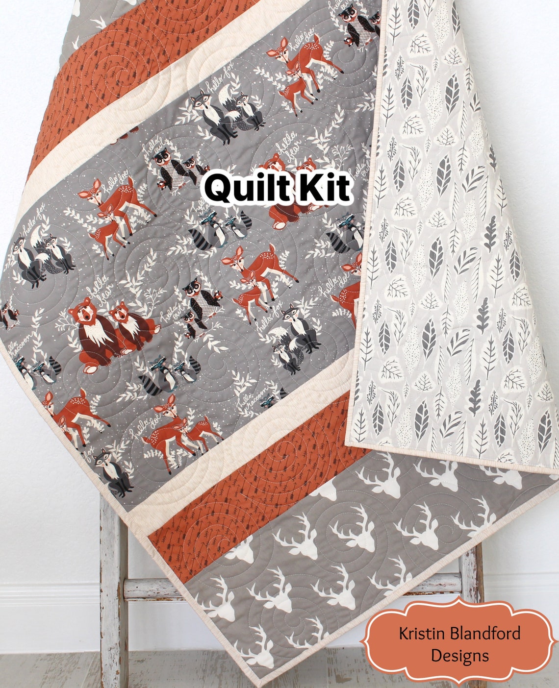 Woodland Quilt Kit Baby Boy DIY Project Forest Animals Etsy