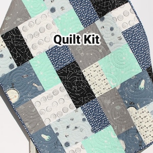 Space Baby Quilt Kit – Outer Space Quilt Kit for Boys – Astronaut Nursery Sewing Kit – Planets Stars Rockets Baby Blanket Kit