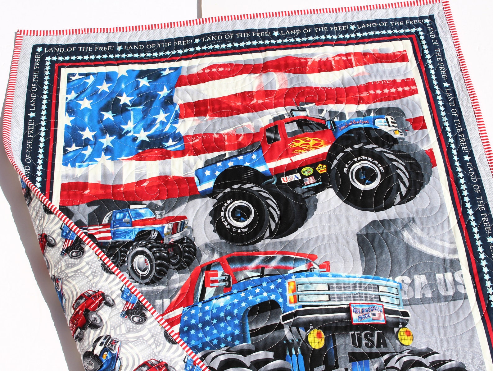 American Monster Truck Quilt Kit Baby Boy Panel Quick Easy Fun Etsy