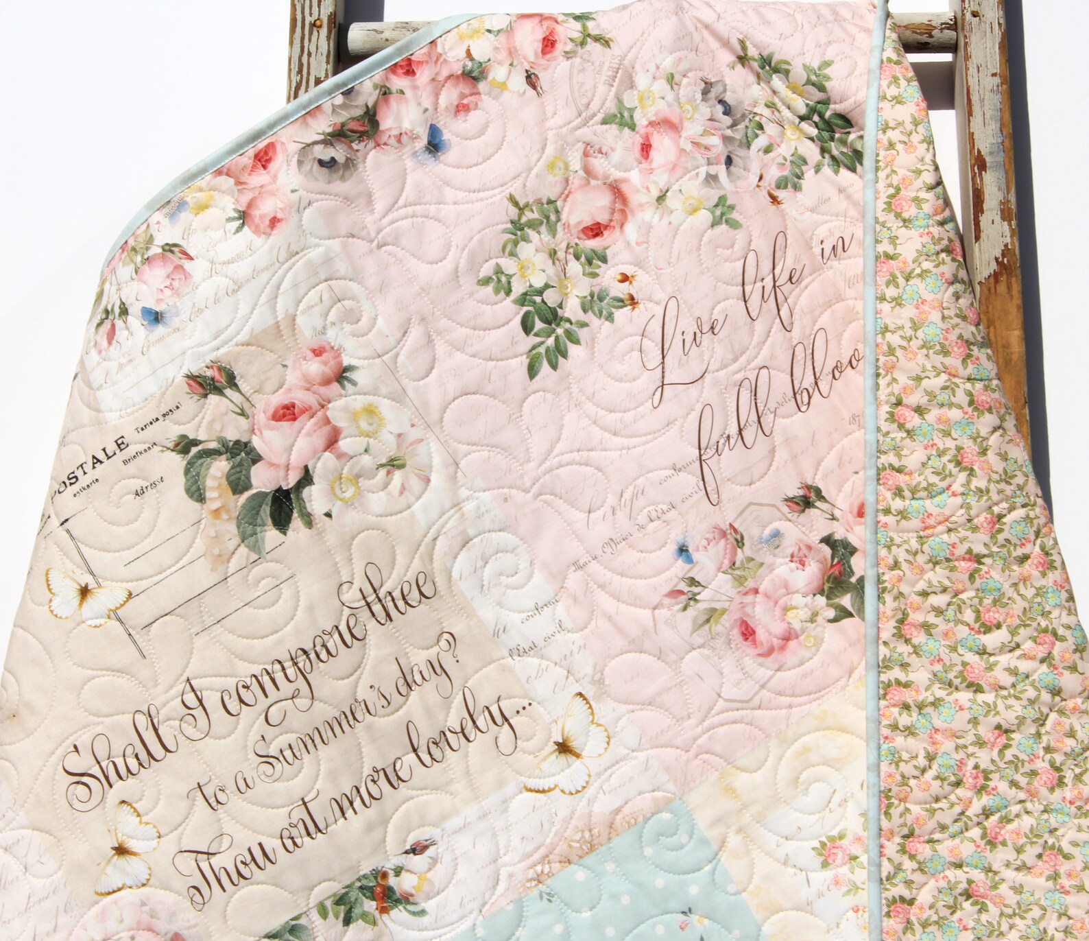 Shabby Chic Quilt Kit Baby Girl Panel Simple Easy Beginner Etsy
