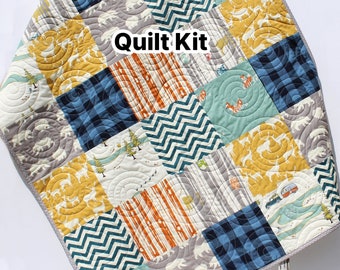 Camp Sur Patchwork Quilt Kit in Baby Throw and Twin Sizes Nursery Crib Blanket DIY Do It Yourself Project Forest Woodland Organic Fabrics