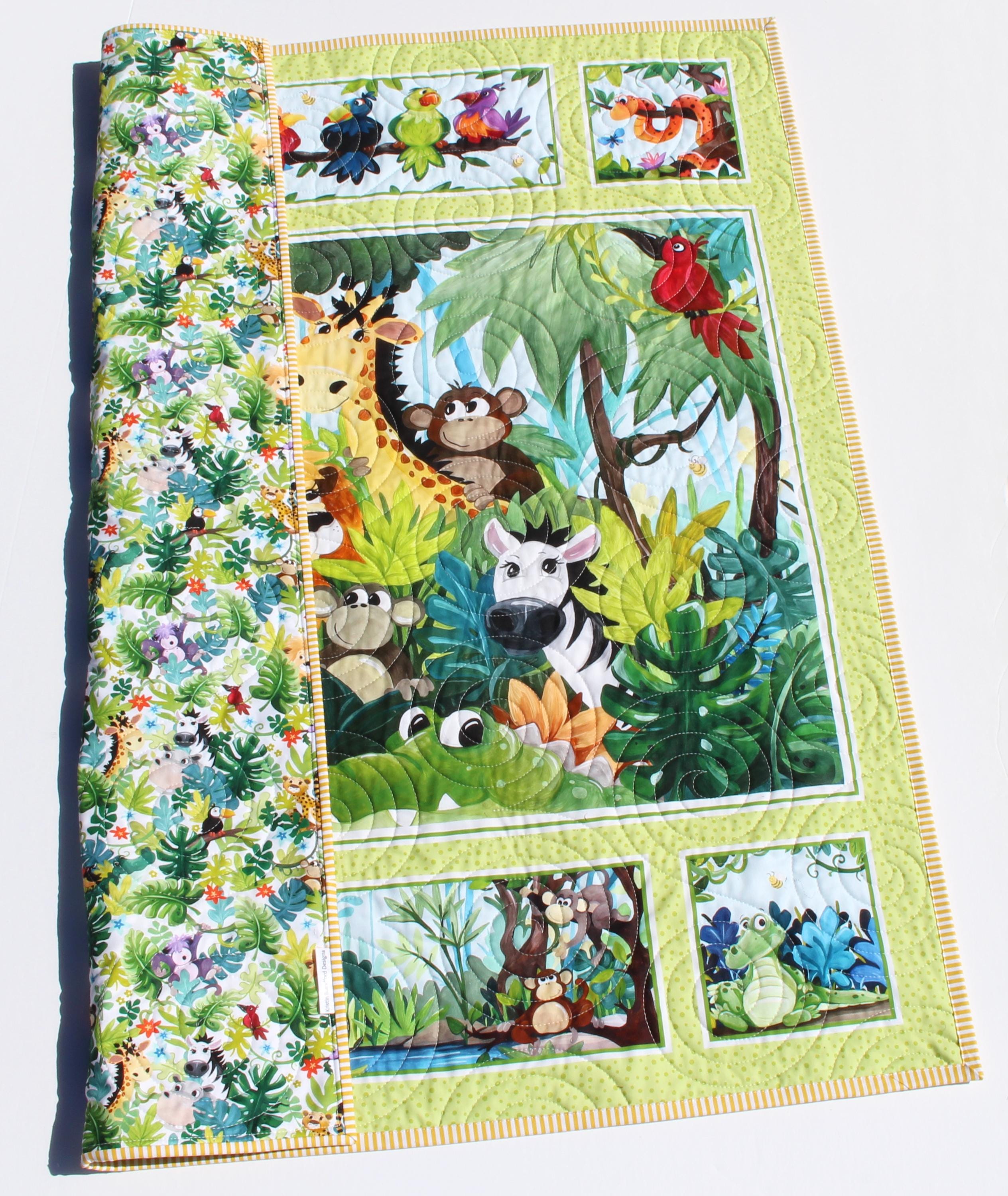 Jungle Baby Quilt Kit – Safari Animal Panel Quilt – Beginner Friendly ...