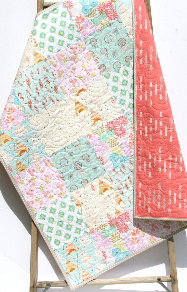 Woodland girl twin quilt kit pastel forest animal fabrics girls bedroom quilt kit final one available