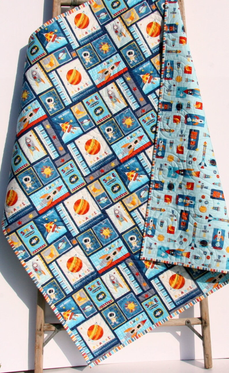 Space Quilt Kit Baby or Toddler Spaceships Rockets Etsy