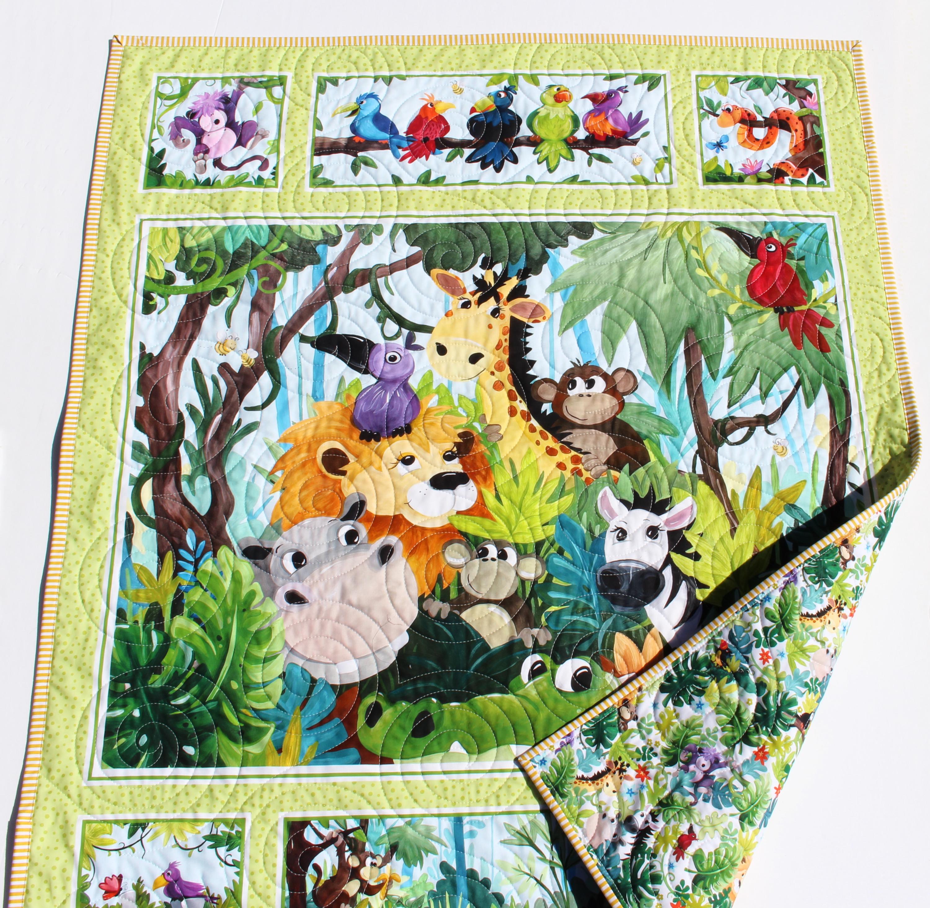 Jungle Baby Quilt Kit – Safari Animal Panel Quilt – Beginner Friendly ...