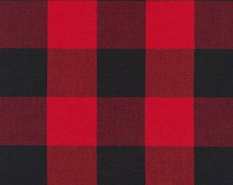 Carolina Gingham 2 inches Large Plaid Scarlet Robert Kaufman Fabrics Checks Plaid Masculine Men Boy Red Black Contemporary Designer Quilting
