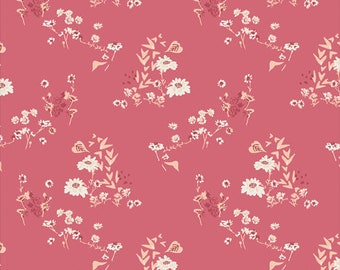 Camomile Bliss Prose Bookish Art Gallery Fabrics AGF BKS-63515 Sharon Holland Floral Pink Meadows Flower Patch Bright Pink Solid