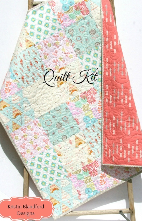Twin Quilt Kit – Woodland Girl Quilt Kit – Pastel Forest Animal Quilt – Last One Available – Girls Twin Quilt Kit – Quilt Kit Sale