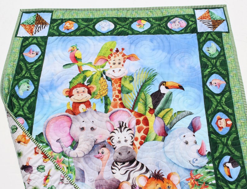 Jungle Friends Quilt Kit Safari Animals Crib Blanket Quilting Etsy