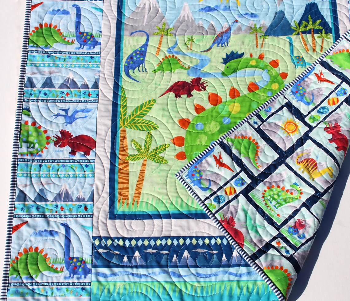Dinosaur Quilt Kit Dino Panel Quick Easy Fun Beginner Etsy