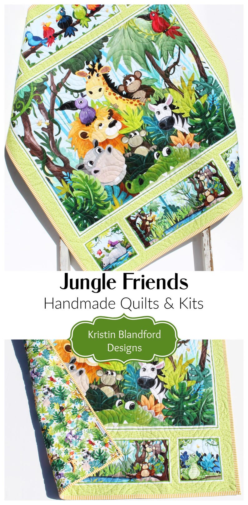 Jungle Baby Quilt Kit – Safari Animal Panel Quilt – Beginner Friendly ...