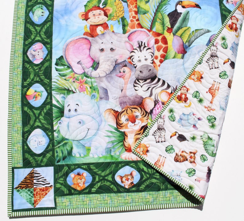 Jungle Friends Quilt Kit Safari Animals Crib Blanket Quilting Etsy