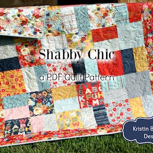 Layer Cake Quilt Pattern Shabby Chic Charm Pack Moda Fabric Baby Throw Sizes Modern Traditional Beginner Intermediate Simple Quick Easy