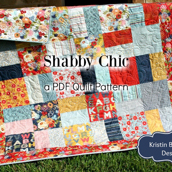 Layer Cake Quilt Pattern Shabby Chic Charm Pack Moda Fabric Baby Throw Sizes Modern Traditional Beginner Intermediate Simple Quick Easy