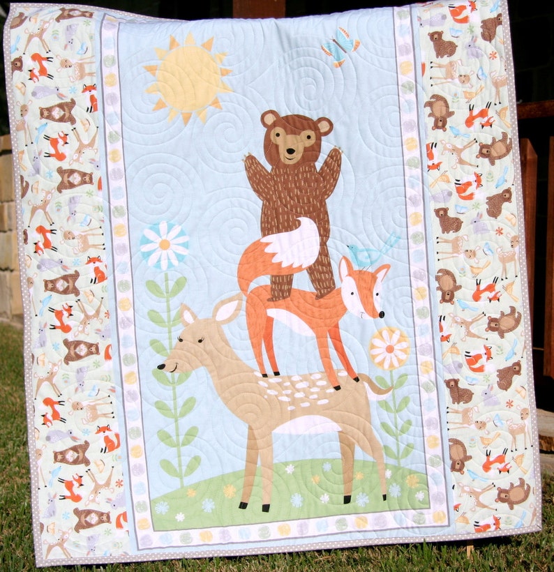 Quilt Kit FLANNEL Baby Blanket Panel Quick Easy Woodland Etsy