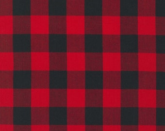 Carolina Gingham 1 inch Plaid Scarlet Robert Kaufman Fabrics Checks Plaid Masculine Men Boy Red Black Contemporary Designer Quilting