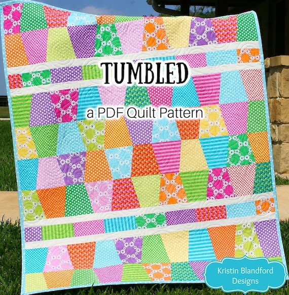 Charm Pack Quilt Pattern PDF – Tumbled Baby Quilt Pattern – Easy Beginner Modern Quilt Pattern – Throw Quilt Pattern