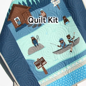 Bear Lake Baby Quilt Kit – DIY Cabin Panel Quilt Kit for Boys – Rustic Fishing Themed Blanket to Sew – Baby Shower Gift or Nursery Quilt