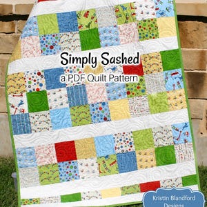 Charm Pack Quilt Pattern PDF – Simply Sashed Baby Quilt Anleitung – Einfacher Anfänger Quilt