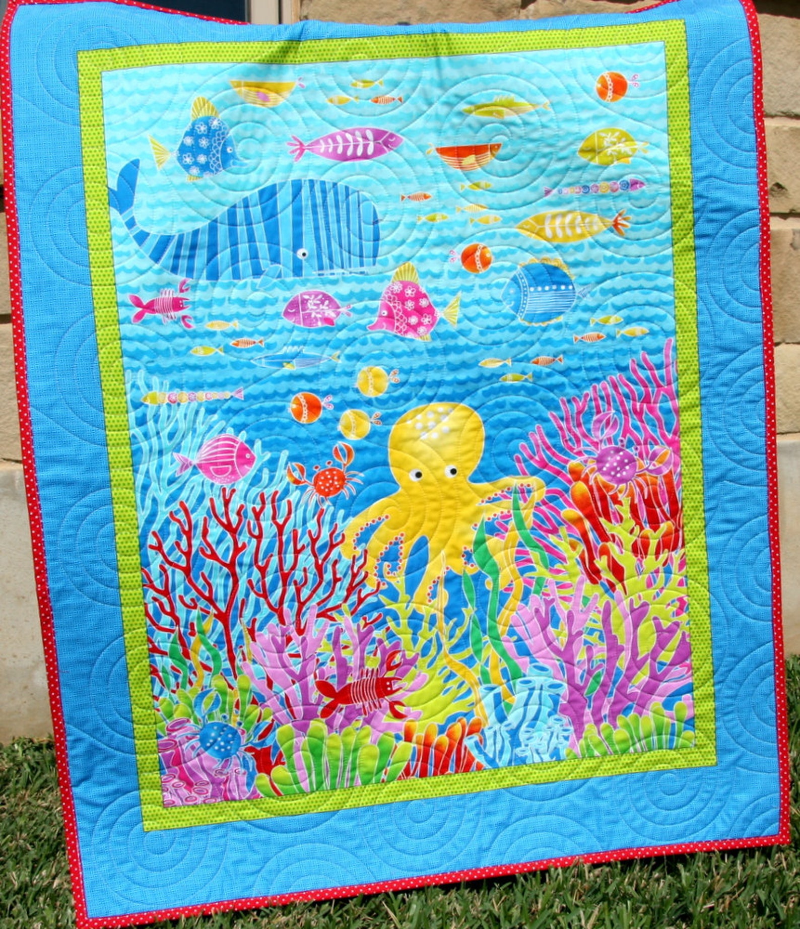 Ocean Quilt Kit Fish Octopus Whales Nautical Crib Blanket Etsy