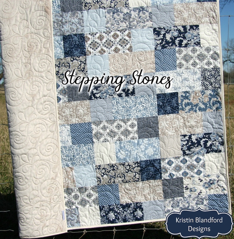 Layer Cake Quilt Pattern, PDF File, Stepping Stones, Easy Quick Beginner Quilting Sewing Digital Download PDF File Instant Upload Throw Baby image 1