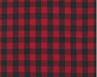 END OF BOLT ~~ 18 in ~~ Buffalo Plaid Red Black Fabric House of Wales Plaid Cotton Fabric Robert Kaufman Lumberjack Fabric Buffalo Check