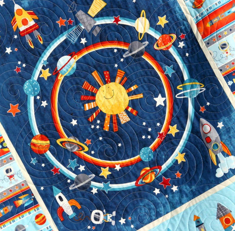 Space Quilt Kit Baby Blanket Panel Quick Easy Boy Baby Etsy