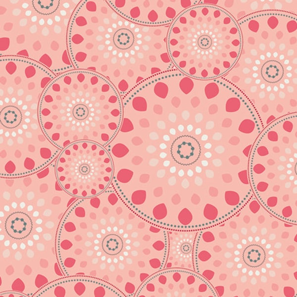 Sweet Wheels Art Gallery Fabrics Essentials Collection Modern Floral Flowers Circle Coral Light Pink Contemporary Designer Quilting Crafts
