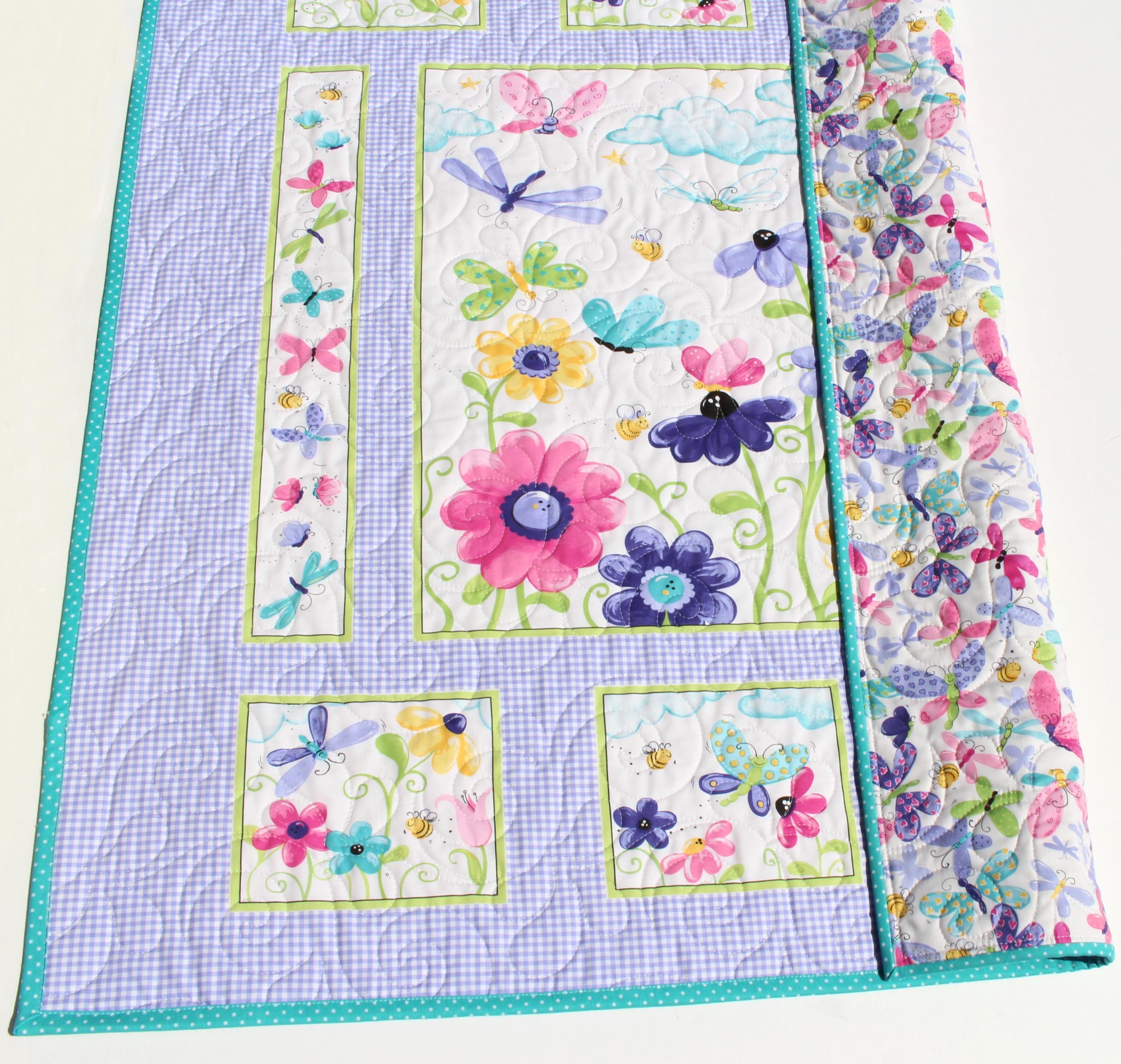 Butterfly Baby Quilt Kit – Lilac Purple Nursery Quilt – Girls Crib