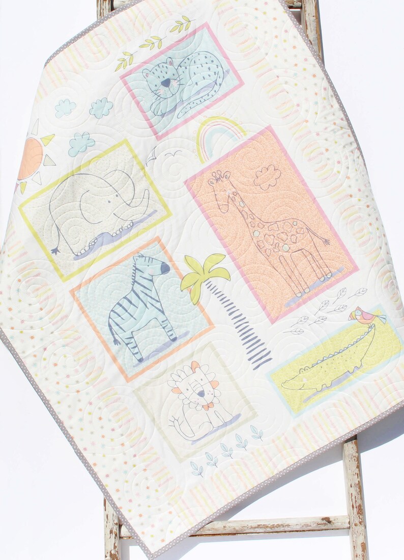 Safari Baby Quilt Kit – Low Volume Jungle Animal Quilt Kit for Gender ...