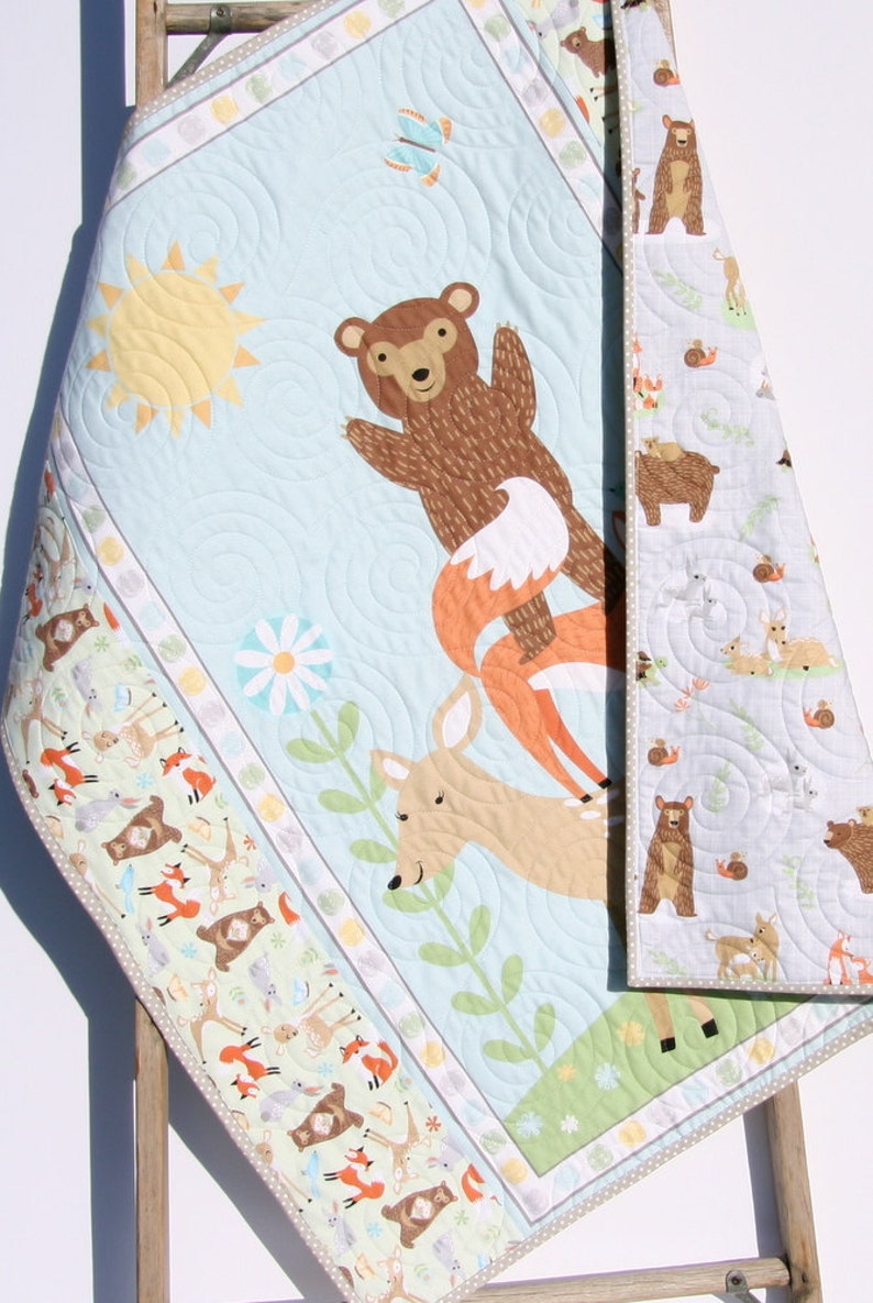 Quilt Kit FLANNEL Baby Blanket Panel Quick Easy Woodland Etsy