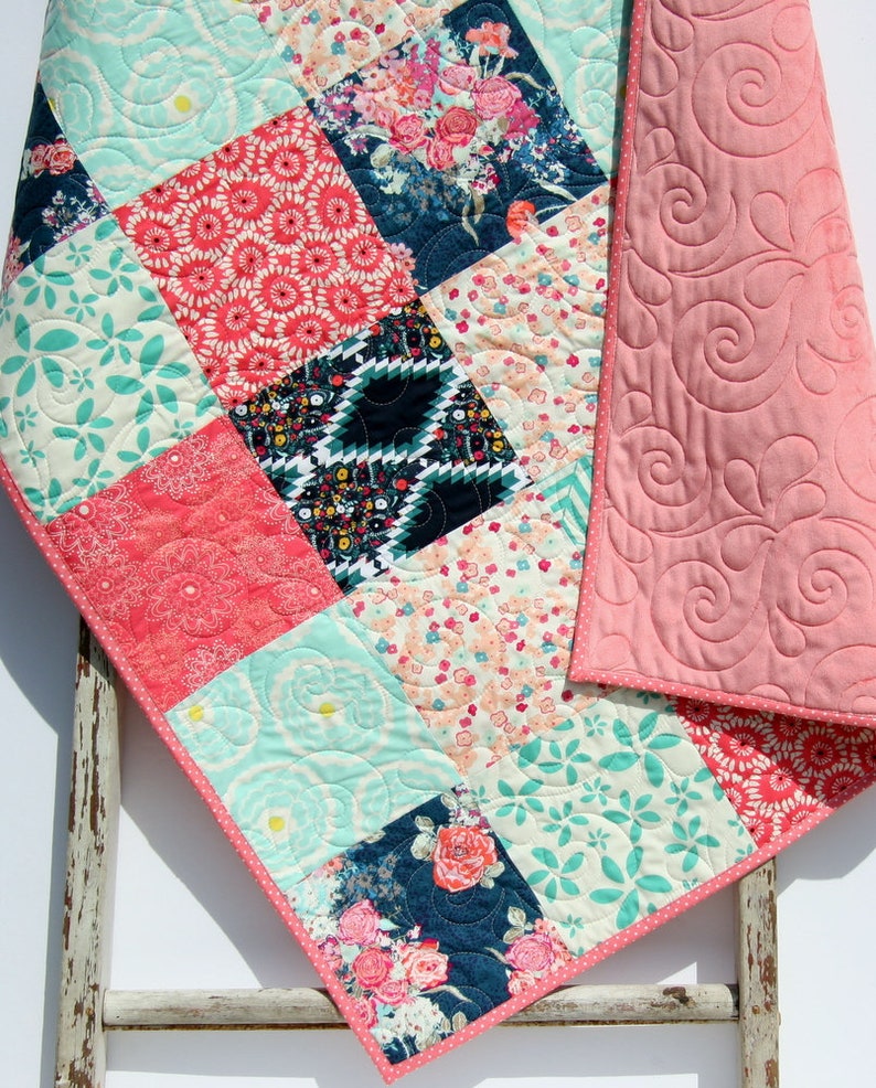 Minky Quilt Kits to Make Floral Fabrics Modern Quilt Etsy