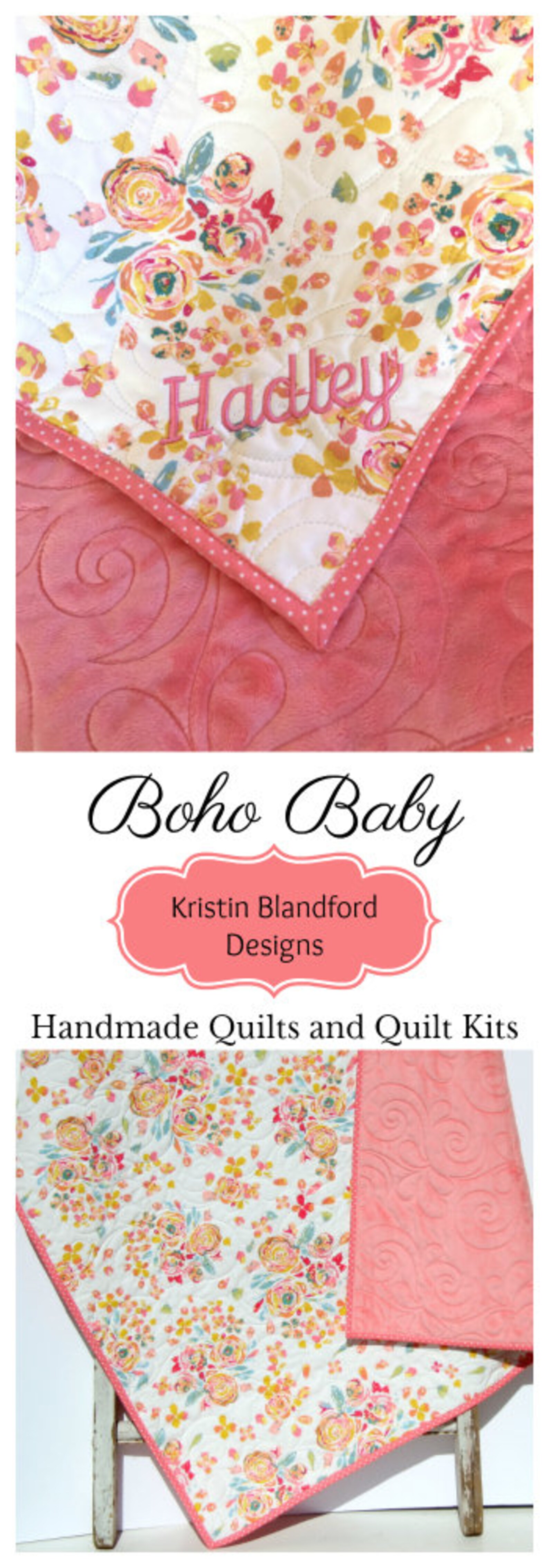 Watercolor Floral Quilt Kit Minky Whole Cloth Baby Cheater Etsy