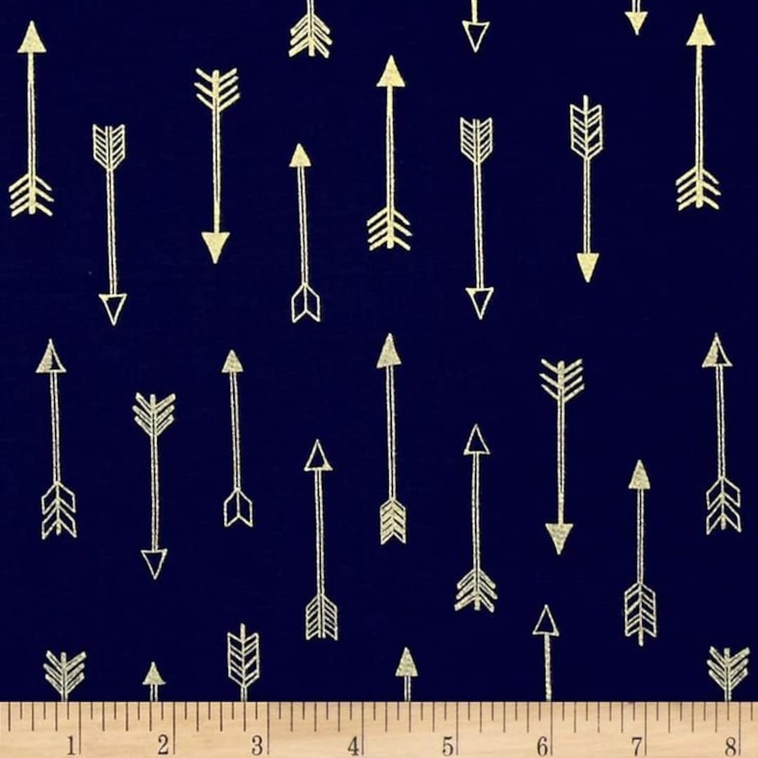 Michael Miller Fabrics Navy Arrow Flight Gold Metallic Quilting