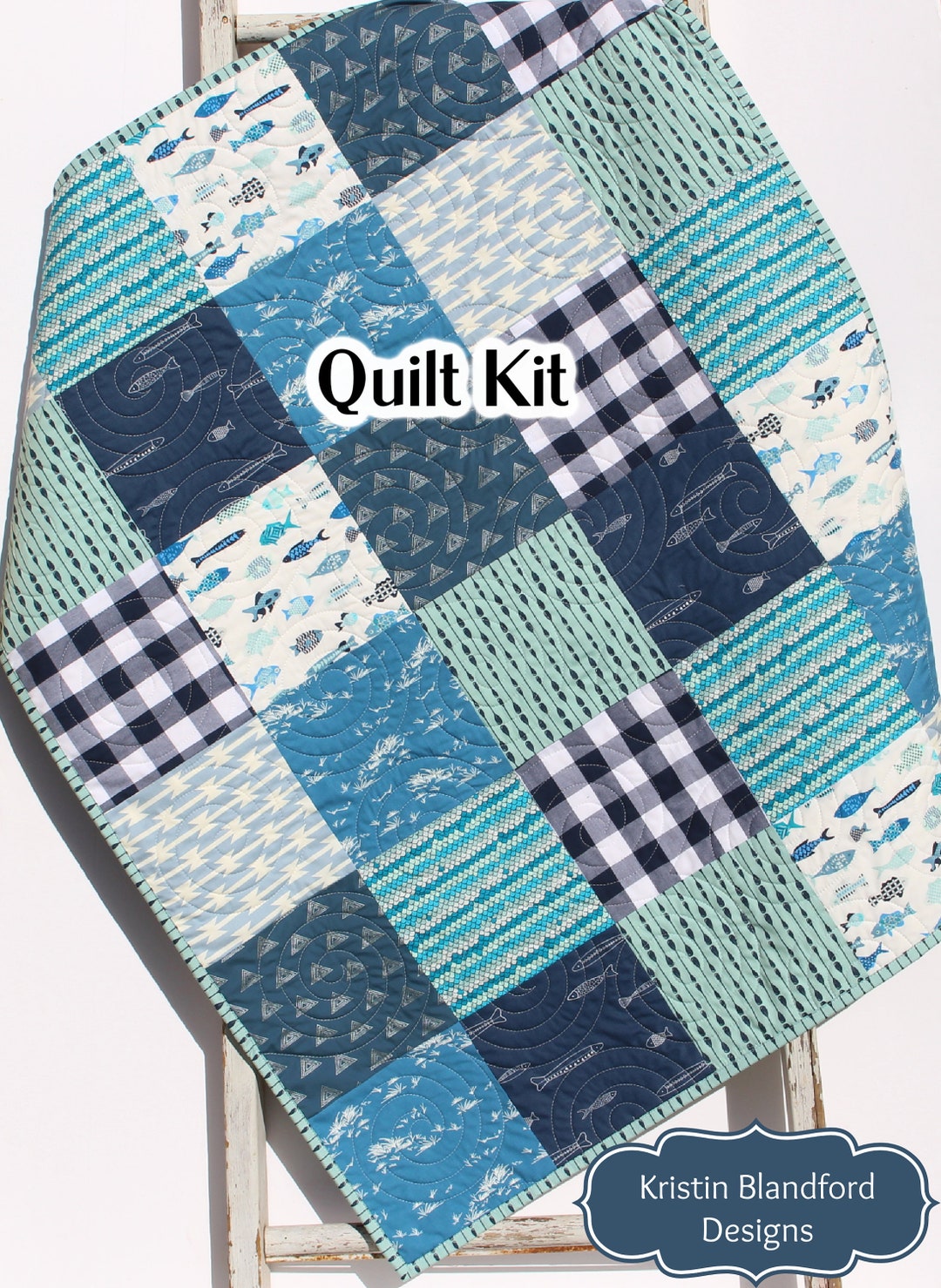 Fishing Quilt Kit Plaid Rustic Woodland Bedding Crib Blanket Quilting