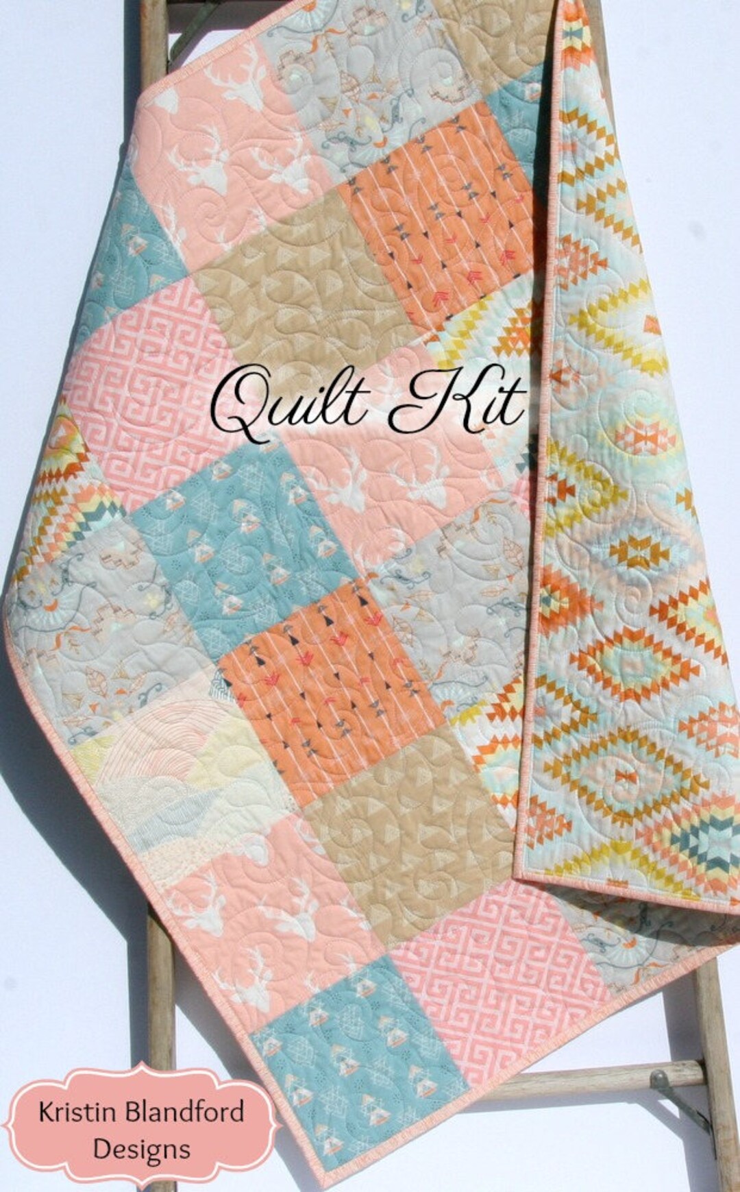 Aztec Deer Quilt Kit – Tribal Baby Girl Quilt Kit – Woodland Nursery ...